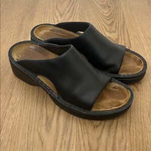 NAOT Rome Black Matte Leather Sandal Size 38 7